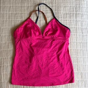 Patagonia Hot Pink Swim Top with Navy and Brown straps; great shape